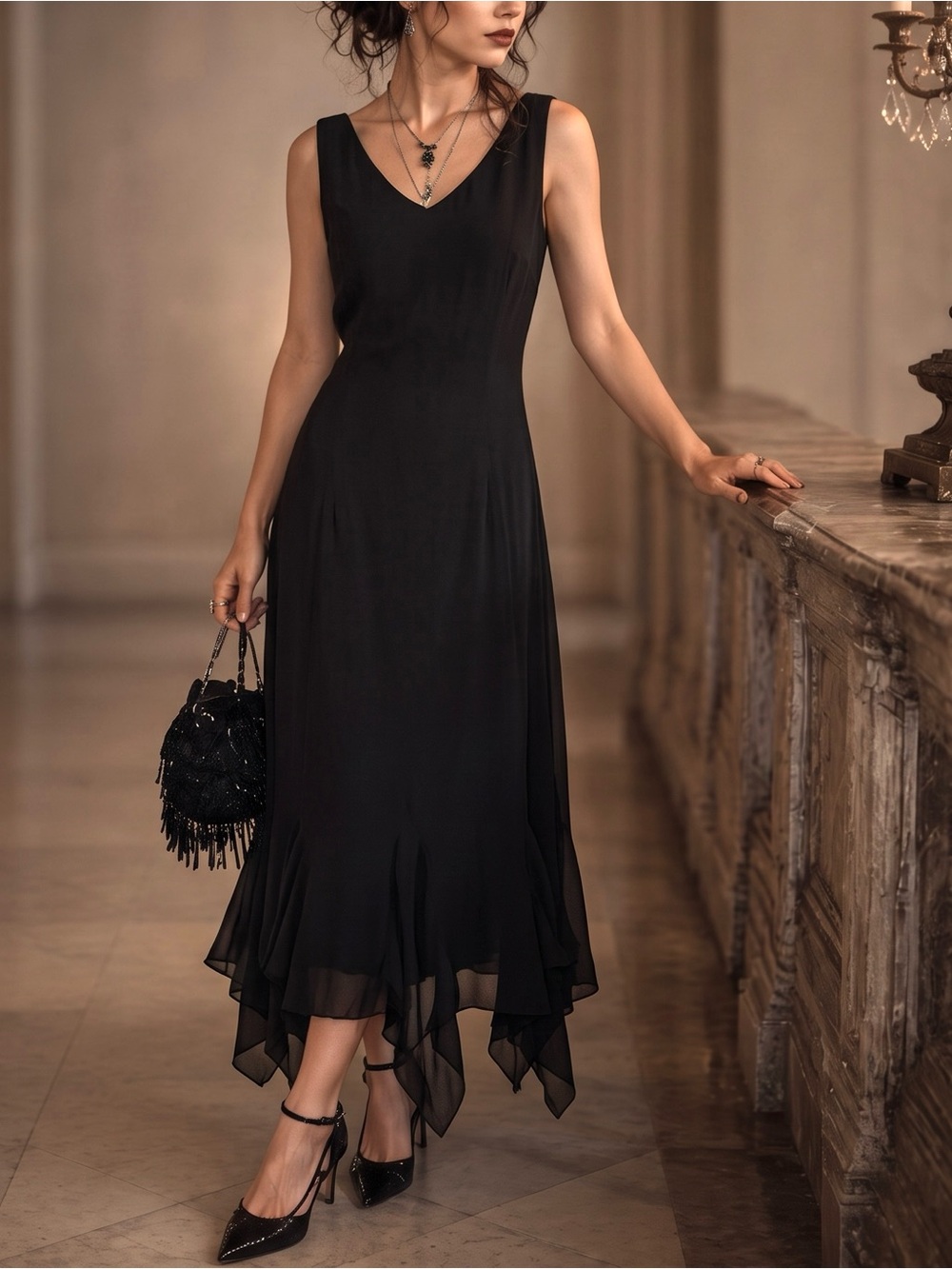 VINTAGE PHOOL Ruffled Maxi Dress